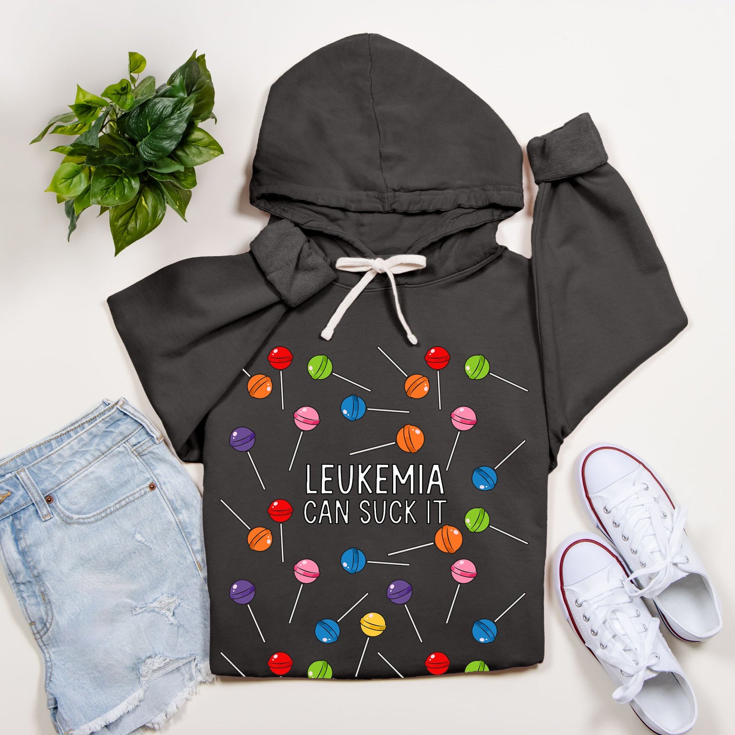Leukemia Can Suck It - Comfort Color Lightweight Hooded Sweatshirt 1467