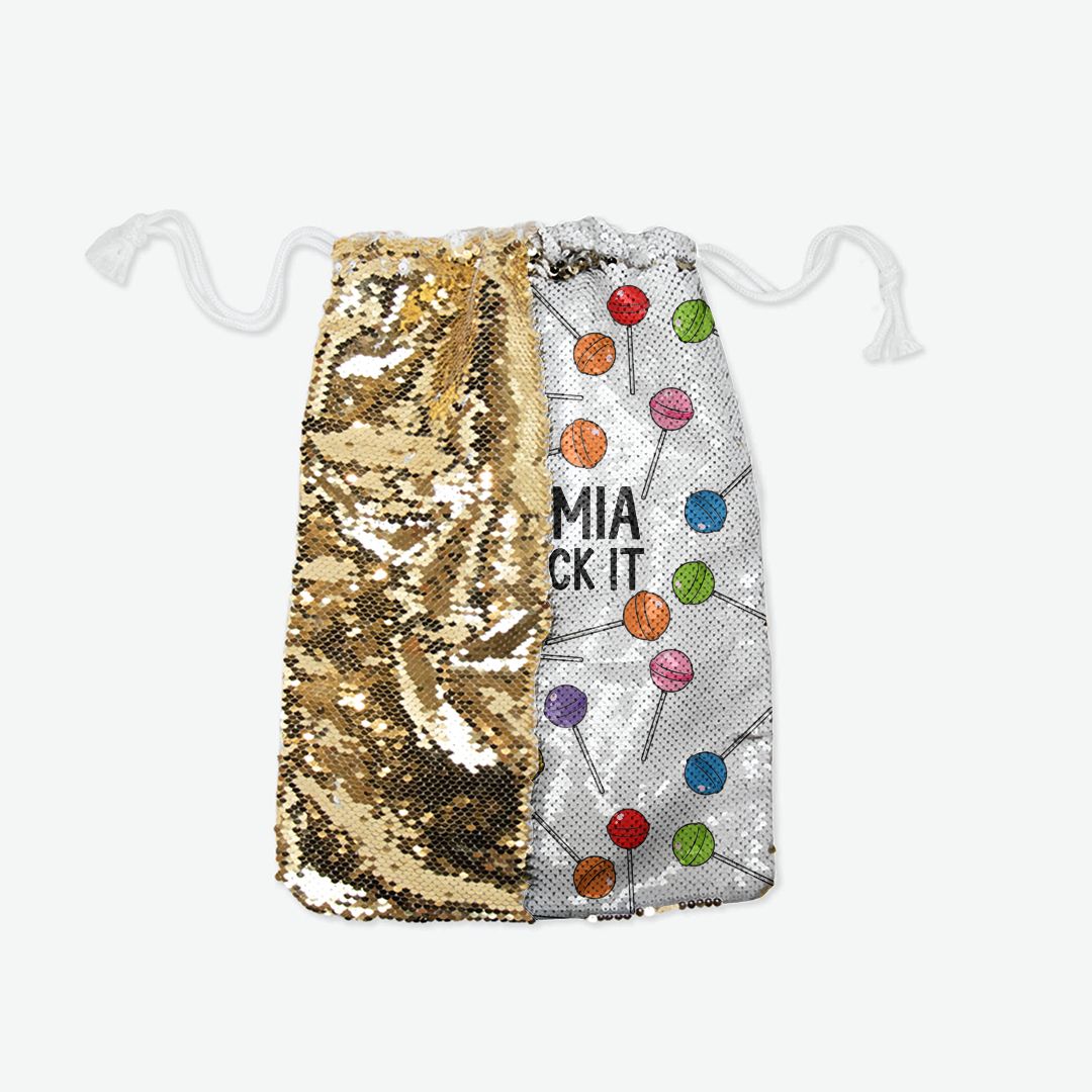 Sequin Reversible Pull String Bag